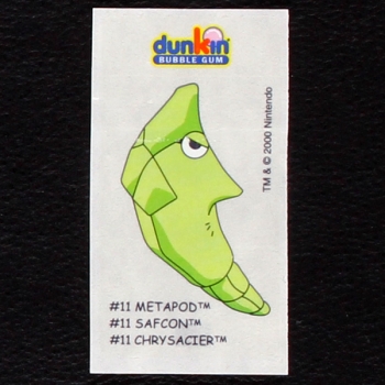 Metapod Pokemon 2000 No. 11 dunkin Bubble Gum Sticker