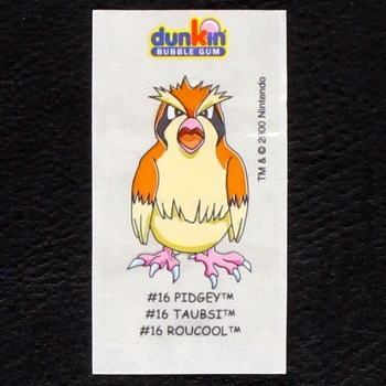 Pidgey Pokemon 2000 No. 16 dunkin Bubble Gum Sticker