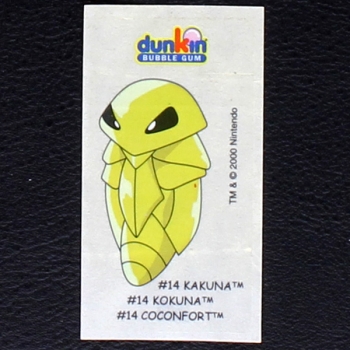 Kakuna Pokemon 2000 No. 14 dunkin Bubble Gum Sticker