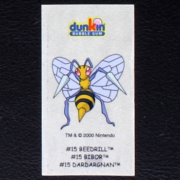 Beedrill Pokemon 2000 No. 15 dunkin Bubble Gum Sticker