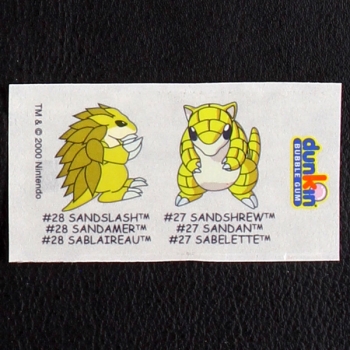 Sandshrew-Sandslash Pokemon 2000 No. 27-28 dunkin Bubble Gum Sticker