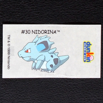 Nidorina Pokemon 2000 No. 30 dunkin Bubble Gum Sticker