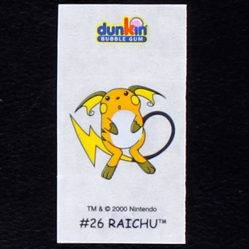 Raichu Pokemon 2000 No. 26 dunkin Bubble Gum Sticker