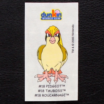 Pidgeot Pokemon 2000 No. 18 dunkin Bubble Gum Sticker