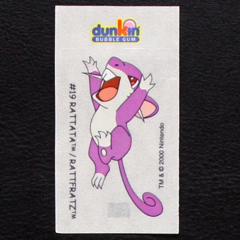 Rattata Pokemon 2000 No. 19 dunkin Bubble Gum Sticker