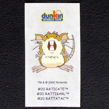 Raticate Pokemon 2000 No. 20 dunkin Bubble Gum Sticker