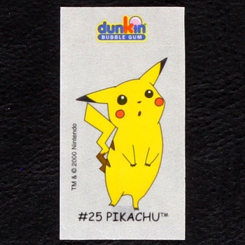 Pikachu Pokemon 2000 No. 25 dunkin Bubble Gum Sticker