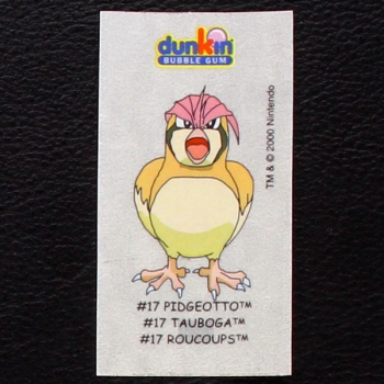 Pidgeotto Pokemon 2000 No. 17 dunkin Bubble Gum Sticker