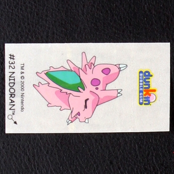 Nidoran Pokemon 2000 No. 32 dunkin Bubble Gum Sticker