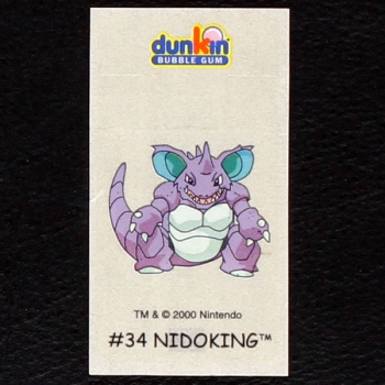 Nidoking Pokemon 2000 No. 34 dunkin Bubble Gum Sticker