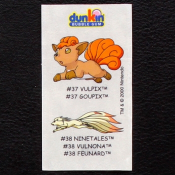 Vulpix-Ninetales Pokemon 2000 No. 37-38 dunkin Bubble Gum Sticker