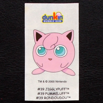 Jigglypuff Pokemon 2000 No. 39 dunkin Bubble Gum Sticker