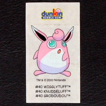 Wigglytuff Pokemon 2000 No. 40 dunkin Bubble Gum Sticker
