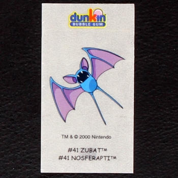 Zubat Pokemon 2000 No. 41 dunkin Bubble Gum Sticker