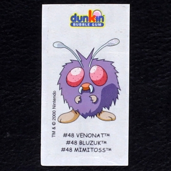 Venonat Pokemon 2000 No. 48 dunkin Bubble Gum Sticker