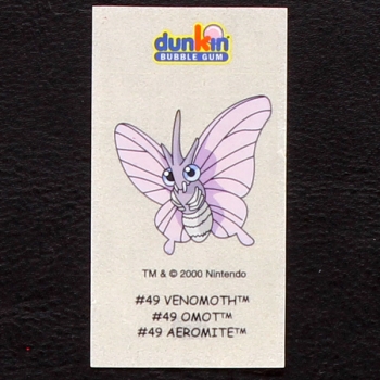 Venomoth Pokemon 2000 No. 49 dunkin Bubble Gum Sticker