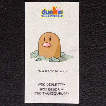Diglett Pokemon 2000 No. 50 dunkin Bubble Gum Sticker