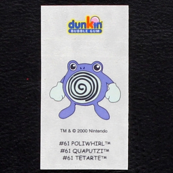 Poliwhirl Pokemon 2000 No. 61 dunkin Bubble Gum Sticker