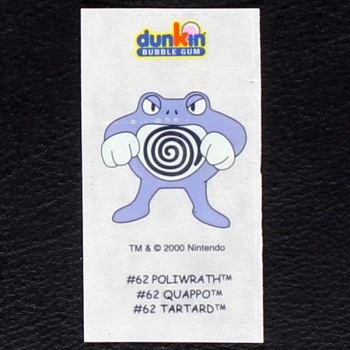 Poliwrath Pokemon 2000 No. 62 dunkin Bubble Gum Sticker