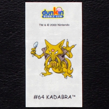 Kadabra Pokemon 2000 No. 64 dunkin Bubble Gum Sticker