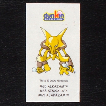 Alkazam Pokemon 2000 No. 65 dunkin Bubble Gum Sticker
