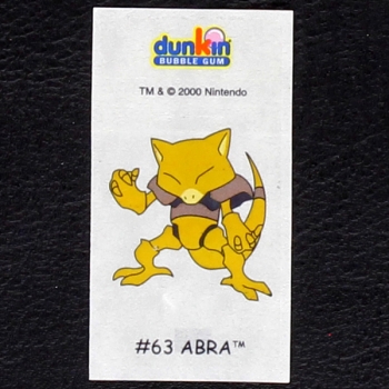 Abra Pokemon 2000 No. 63 dunkin Bubble Gum Sticker