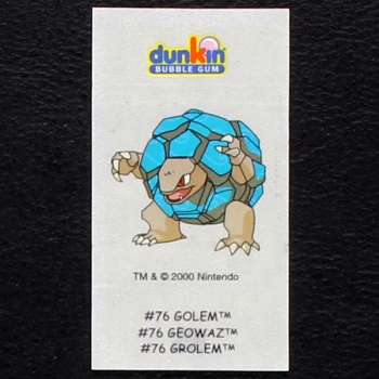 Golem Pokemon 2000 No. 76 dunkin Bubble Gum Sticker