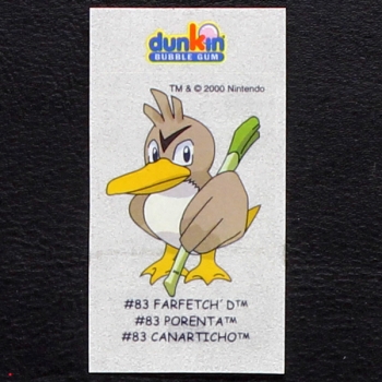 Farfetch Pokemon 2000 No. 83 dunkin Bubble Gum Sticker