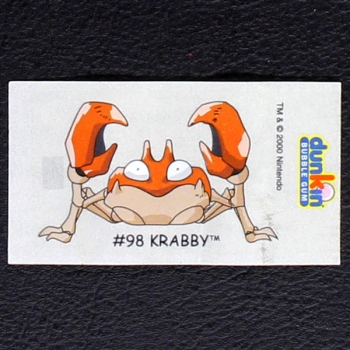 Krabby Pokemon 2000 No. 98 dunkin Bubble Gum Sticker
