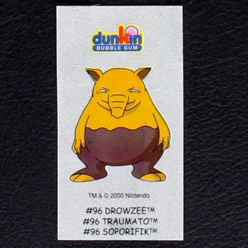 Drowzee Pokemon 2000 No. 96 dunkin Bubble Gum Sticker