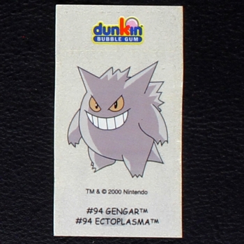 Gengar Pokemon 2000 No. 94 dunkin Bubble Gum Sticker