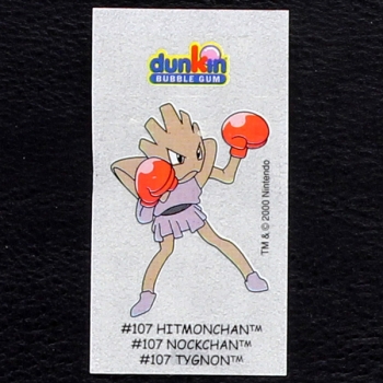 Hitmonchan Pokemon 2000 No. 107 dunkin Bubble Gum Sticker