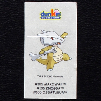 Marowak Pokemon 2000 No. 105 dunkin Bubble Gum Sticker