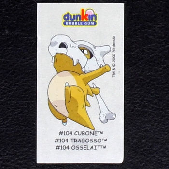 Cubone Pokemon 2000 No. 104 dunkin Bubble Gum Sticker