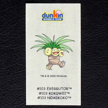 Exeggutor Pokemon 2000 No. 103 dunkin Bubble Gum Sticker