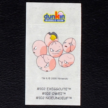 Exeggcute Pokemon 2000 No. 102 dunkin Bubble Gum Sticker