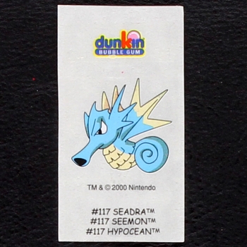 Seadra Pokemon 2000 No. 117 dunkin Bubble Gum Sticker