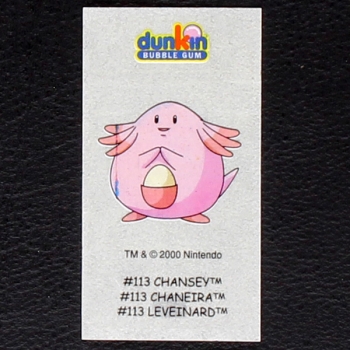 Chansey Pokemon 2000 No. 113 dunkin Bubble Gum Sticker