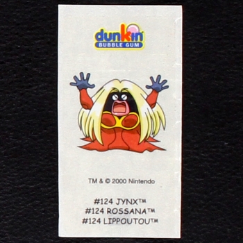 Jynx Pokemon 2000 No. 124  dunkin Bubble Gum Sticker