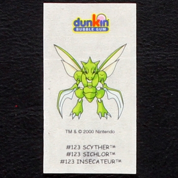 Scyther Pokemon 2000 No. 123 dunkin Bubble Gum Sticker