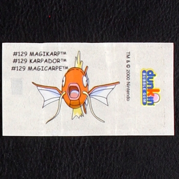 Magikarp Pokemon 2000 No. 129 dunkin Bubble Gum Sticker