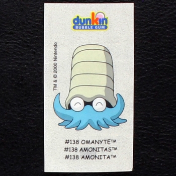 Omanyte Pokemon 2000 No. 138 dunkin Bubble Gum Sticker