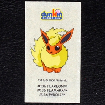 Flareon Pokemon 2000 No. 136 dunkin Bubble Gum Sticker
