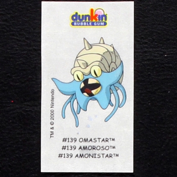 Omastar Pokemon 2000 No. 139 dunkin Bubble Gum Sticker