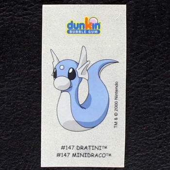 Dratini Pokemon 2000 No. 147 dunkin Bubble Gum Sticker