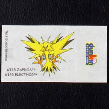 Zapdos Pokemon 2000 No. 145 dunkin Bubble Gum Sticker