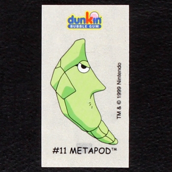 Metapod Pokemon 1999 No. 11 dunkin Bubble Gum Sticker