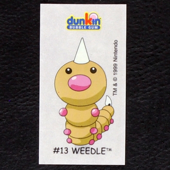 Weedle Pokemon 1999 No. 13 dunkin Bubble Gum Sticker