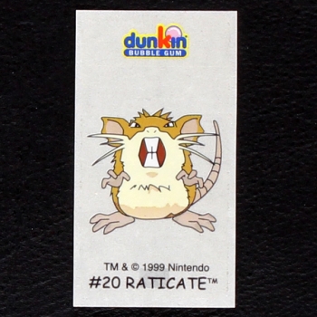 Raticate Pokemon 1999 No. 20 dunkin Bubble Gum Sticker