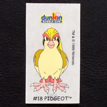 Pidgeot Pokemon 1999 No. 18 dunkin Bubble Gum Sticker
